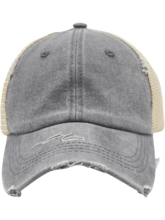 〽️Women Light Gray High Ponytail Baseball Cap Trucker Bad Hair Day Adjustable main image 5